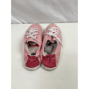 Wonder Nation Girls Pink & White Stripe Dark Pink Glitter Back Sneaker Size 5
